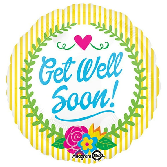 18 inch Get Well Soon Laurel Foil Mylar Balloon - Party Supplies Decorations