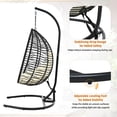 thumbnail image 6 of Harper & Bright Designs Outdoor Hanging Chair with Stand, Indoor Foldable Rattan Egg Swing Chair with Iron Frame and Plush Cushion & Removable Headrest for Porch Garden Balcony, Black+Beige, 6 of 20