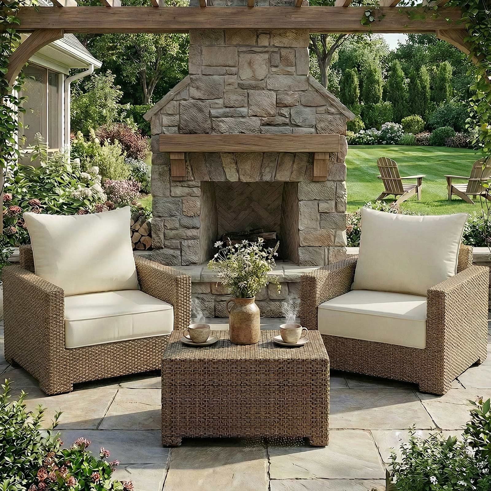 TOPCHANCES Outdoor Deep Seat Cushion Set, 24x24 Inch Waterproof Outdoor Deep Seat Cushions for Patio Furniture (Set of 1, Beige)