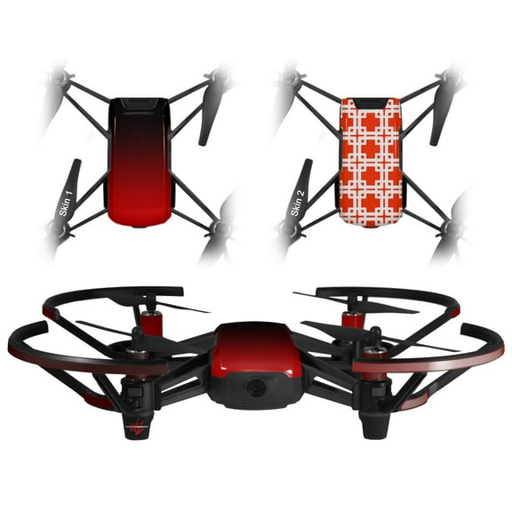 Skin Decal Wrap 2 Pack for DJI Ryze Tello Drone Smooth Fades Red Black DRONE NOT INCLUDED