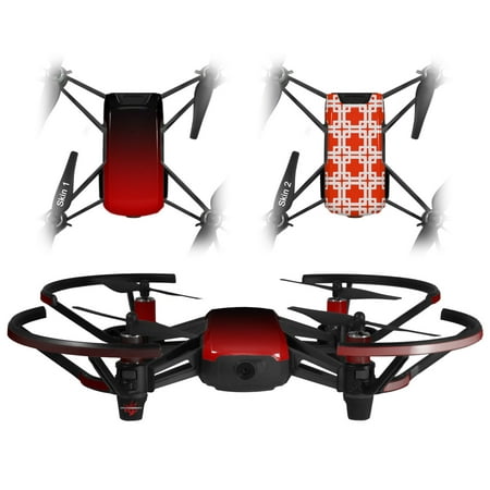 Skin Decal Wrap 2 Pack for DJI Ryze Tello Drone Smooth Fades Red Black DRONE NOT INCLUDED