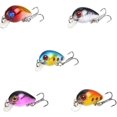 thumbnail image 1 of CHAO Juego de 5 señuelos de pesca de 3 cm, mini señuelos de pesca de trucha y perca pequeños y ligeros de inmersión superficial, cebos giratorios de un solo anzuelo., 1 of 4