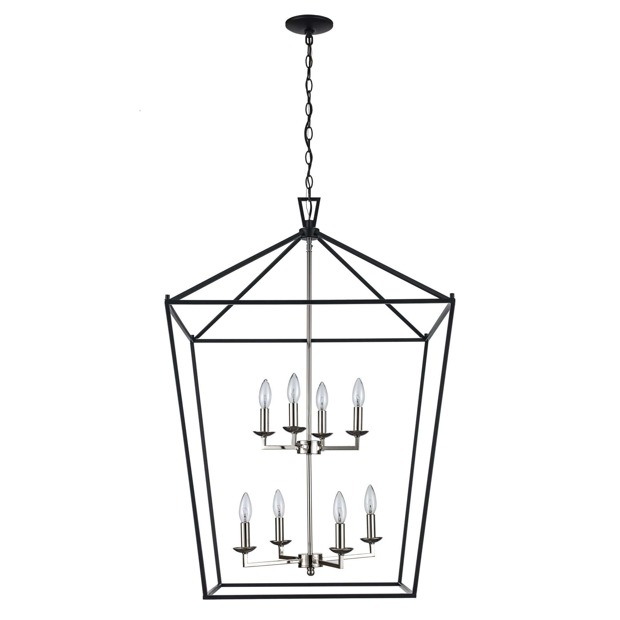 Trans Globe Lighting 10265 BK/AG Lacey 8 Light 26" Wide Taper Candle Lantern Chandelier -