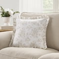thumbnail image 2 of My Texas House Decorative Pillow, Floral Toile with Pleated Trim, White/Beige, 18 in x 18 in, 2 of 5