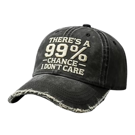 There's A 99% Chance I Don't Care Embroidered Dad Hat, Distressed Adjustable Baseball Cap for Men and Women, Sarcastic Statement Cap for Outdoor, Sports, and Casual Sun Protection - Black
