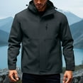 thumbnail image 2 of WTOBBY Men's Outdoor Waterproof Windproof Jacket - Solid Color Hooded Design with Zip-Up, Multi-Pockets,Perfect for Hiking, Camping, and All-Weather Protection,Gray 3XL, 2 of 5
