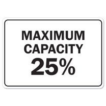 Public Safety Sign - Maximum Capacity 25% | Peel And Stick Wall Graphic | Protect Your Business, Municipality, Home & Colleagues | Made in the USA