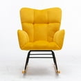 thumbnail image 3 of Modern Rocking Chair Velvet Upholstered Glider Rocker Rocking Accent Chair Padded Seat with High Backrest Armchair Comfy Side Chair for Living Room Bedroom Offices Yellow, 3 of 8
