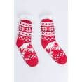 thumbnail image 2 of Red Fair Isle Sherpa Lined Socks - Winter Warm Cozy Knit Slipper Socks, 2 of 3