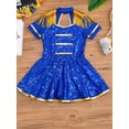 thumbnail image 6 of iiniim Girls Shiny Sequins Marching Band Uniform Leotard Dress for Party Performance A Royal Blue 6, 6 of 7