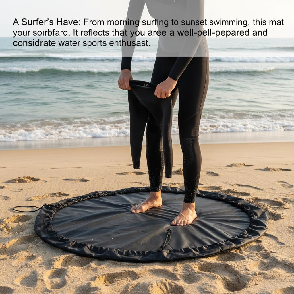 Wetsuit Changing Mat, Waterproof Swim Change Mat Bag with Drawstring, 90cm Diameter for Surf & Outdoor Swimming