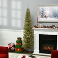 thumbnail image 3 of National Tree Company Artificial Pencil Slim Christmas Tree, Champagne Gold, Tinsel, Includes Stand, 7 Feet, 3 of 5
