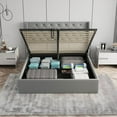 thumbnail image 2 of Velets Diva Contemporary Mid-Century Soft Padded Tufted Upholstered Platform Bed with Hydraulic Gas Lift Storage - Wood Slat System & Smart Hydraulic Under-Bed Storage (Light Gray, Queen), 2 of 5