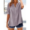 thumbnail image 5 of Outfmvch Gauze Tops for Women Casual Summer,Wrap Tops for Women,Cotton Linen Tops for Women,Button Up Shirt Women Short Sleeve,Linen Blouses for Women,Gauze Button Down Shirts for Women Clear 3XL, 5 of 9