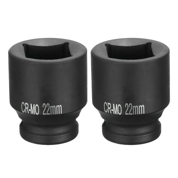2pcs 4 Point Square Socket 1/2" Drive 22mm Metric CR-MO Impact Wheel Socket