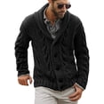 thumbnail image 1 of Mens Cable Knit Cardigan Sweater Shawl Collar Loose Fit Long Sleeve Casual Cardigans, 1 of 5