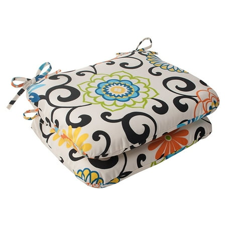 Waverly Outdoor Cushions Set of 2 Waverly Sun-N-Shade Summer Flower Outdoor Patio Seat Cushions 18.5