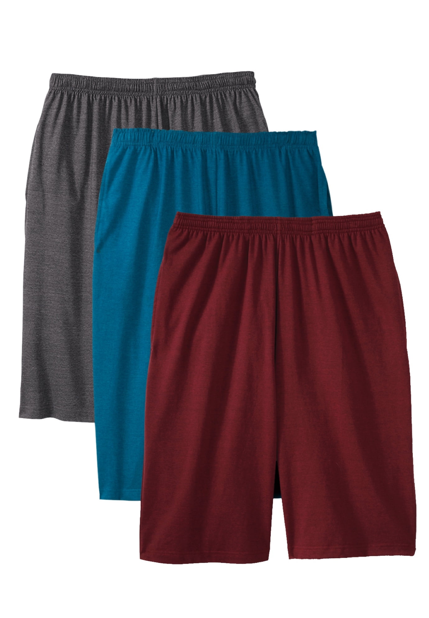 Kingsize Men's Big & Tall Lightweight Extra Long Shorts 3Pack