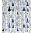 thumbnail image 4 of Christmas Tree Shower Curtain Blue Black Grey Xmas Tree Retro Christmas Tree Snowflake Merry Christmas Pine Pattern New Year Rustic Winter Holiday Fabric Bath Curtain Set with Hook, 4 of 4