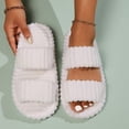 thumbnail image 4 of TFEOQRY Womens Open Toe Slide Slippers with Dual-Strap Corduroy Memory Foam Soft Comfy Home Shoes, 4 of 6