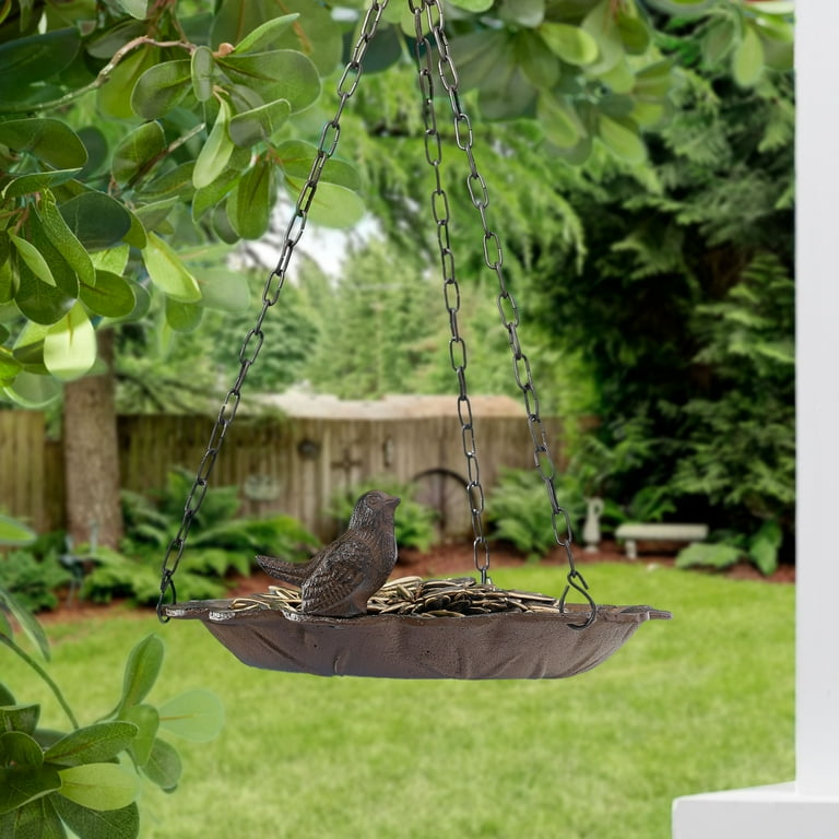 Mainstays Leaf Cast Iron Outdoor Hanging Bird Feeder Mainstays Leaf Cast Iron Outdoor Hanging Bird Feeder