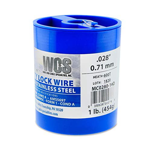 Wire and Cable Specialties MC0280-1#D .028" Safety Lockwire (MS20995C28 0.71 mm, 1 lb 0.45 kg Disp, appx 474 ft 68 m)