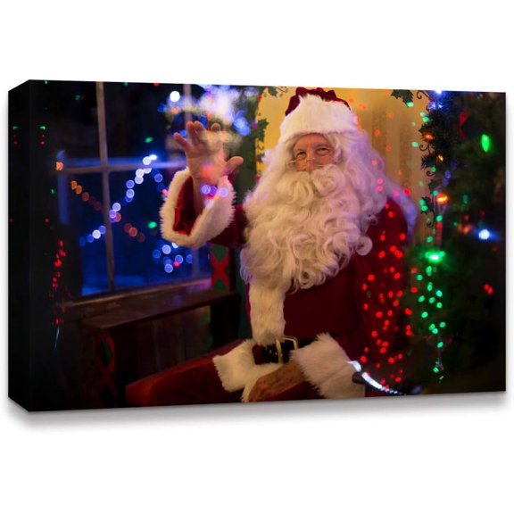 IDEA4WALL Christmas Santa Claus On The Windowsill - Wall Art Canvas Print Decor Painting Artwork for Home 32"x48"