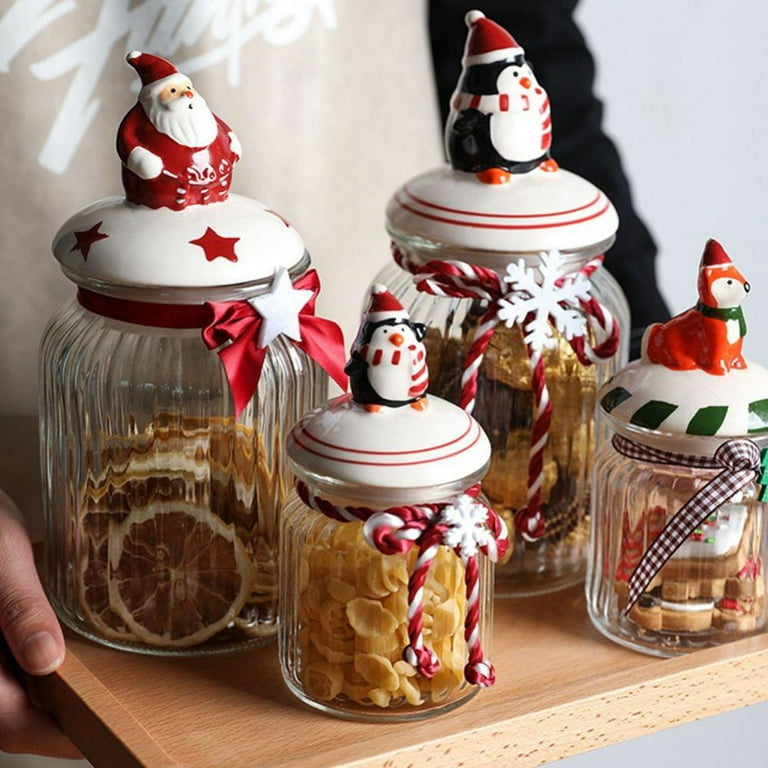 Christmas Candy Jar Christmas Themed Cookie Jar ,Glass Canister