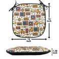thumbnail image 5 of 90s Chair Seating Cushion Set of 4, 90s Theme with Old Style House Devices Roller Skate Shoes Fun Dance Style Retro Pattern, Seat Pads for Office with Anti-slip Backing, 16"x16", Mustard, by Ambesonne, 5 of 7