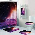thumbnail image 1 of EREHome Space The Polar Northern Beams the Stars Like Nebula Astro Movements Navy 5 Piece Bathroom Set Shower Curtain Bath Towel Bath Rug Contour Mat and Toilet Lid Cover, 1 of 2