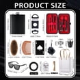 thumbnail image 4 of Baby Shower Prizes for Men 12 Set with 8oz Stainless Steel Hip Flask Bottle Opener Manicure Kit Bath Sponge Sunglasses Gift Bag Baby Shower Game Prizes for Winner Bachelor Party (Black, 12 Sets), 4 of 7