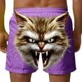 thumbnail image 4 of BRGZLK Mens Beach Shorts Summer Drawstring Waist Funny Cat Expression Print Summer Swim Trunks Novelty Beachwear Sports Vacation Shorts with Pockets, 4 of 6