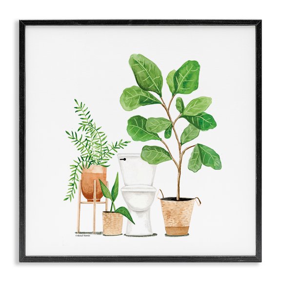 Stupell Industries Bohemian Bathroom Greenery Varied Plants Black Framed Giclee Art, 17 x 17, by Rachel Nieman