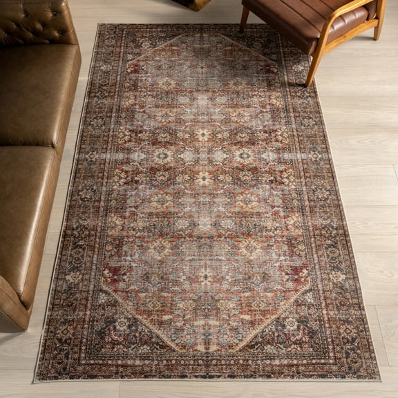 nuLOOM Isadora Smart Plus with SplashGuard Area Rug, 8' x 10', Isadora Dark Green