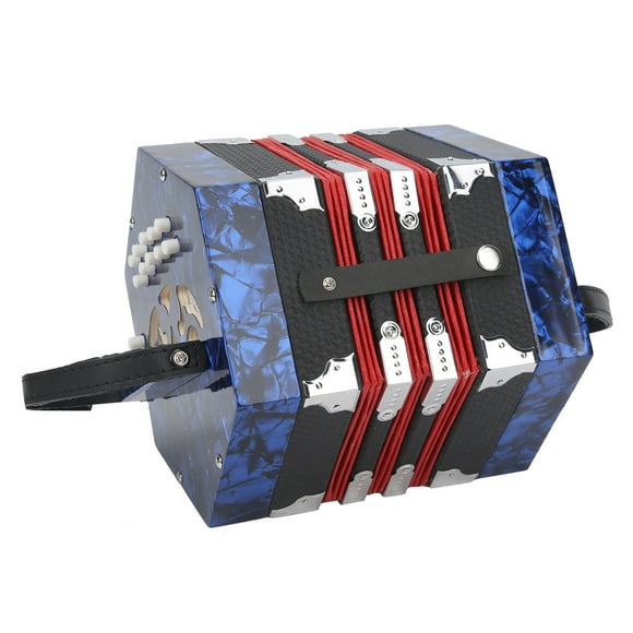 Concertina Instrument, With Adjustable Hand Strap Concertina Accordion, 7.1 X 6.7 X 6.7Inch For Beginner Children Toddlers Adults Red,Sky Blue,Royal Blue