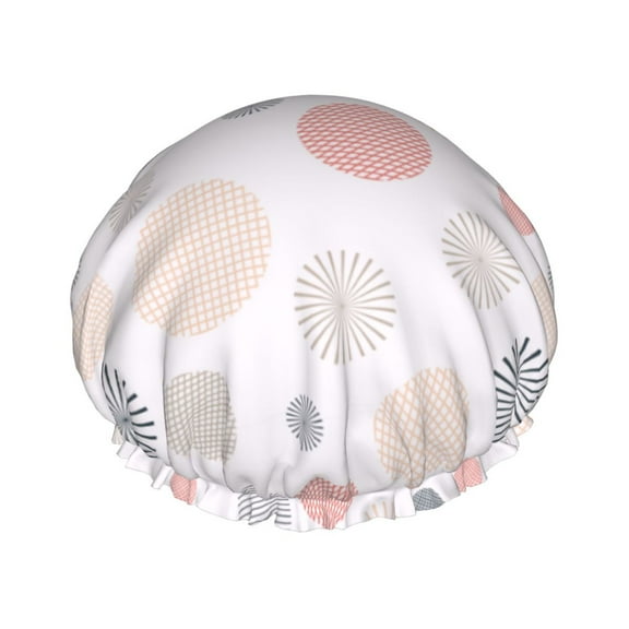 YFYANG Women's Double Waterproof Shower Cap, Abstract Geometric Lines Reusable Hair Cap for All Hair Styles and Head Sizes