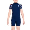 thumbnail image 1 of Buceo vela chico traje de neopreno corto niños traje de baño manga corta pantalones de una pieza cuello redondo snorkel traje de baño para surfear nadar buceo azul marino xl Noticed OD003669-08, 1 of 7