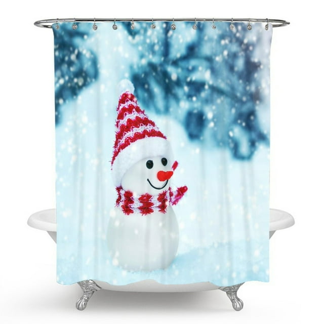 Christmas Clearance Christmas Shower Curtain Printing Waterproof