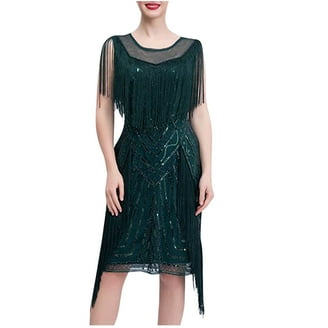 green fringe flapper dress Green Gatsby Glitter Fringe 1920s Flapper Dress, Green / L main image 0
