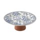 thumbnail image 1 of Frutero de cerámica con pedestal floral y base de madera, plato decorativo for aperitivos, 1 of 7