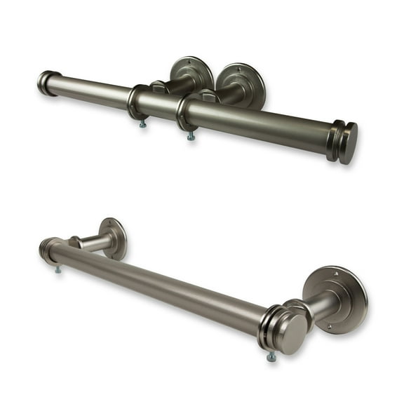Domovina Rust-Free Industrial Pipe Double Toilet Paper Holder/ Wall Rack-Color:Satin Nickel