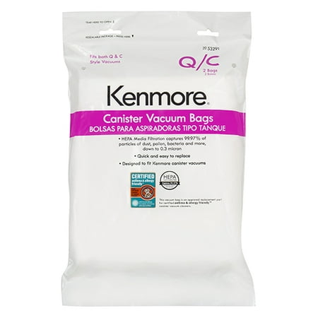 Kenmore 53291 2 Pack Style Q HEPA Vacuum Bags for Canister