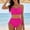 Hot Pink, variant on Womens High Waisted Bikini Sets Drawstring Tummy Control Swimsuits Lace up Bikini Tops Ruched Push up 2 Piece Bathing Suits