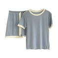 thumbnail image 4 of ZJFXGS Cooling Pajamas for Women Pajamas for Women Set Women'S Sleepwear Short Sleeve Pajama Set Two Piece Short Set for Women Blue 3XL, 4 of 4