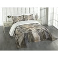 thumbnail image 3 of Ambesonne Marine Life Quilted Bedspread Set 3 Pcs, Compass Navy Ocean, King Size, Brown, 3 of 5