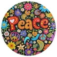 thumbnail image 2 of Peace Floral Hippie Pattern Round Area Rugs for Bedroom Living Room, 5FT Soft Comfy Indoor Circle Carpets, Carpet Home Decor Floor Mat, 2 of 6