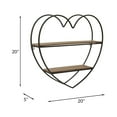 thumbnail image 5 of Sagebrook Home Metal/Wood 2 Tier Heart Wall Shelf, Natural/Black, Heart, Iron, Casual Home, 20"L X 5"W X 20"H, Solid Color, 5 of 7