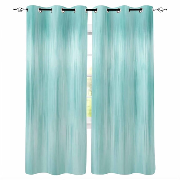 Turquoise Blackout Curtains 96 Inch Length 2 Panels Set, Modern Abstract Art Ombre Striped Full Shading Curtains for Windows, Blackout Curtains for Bedroom Living Room 52"x96"