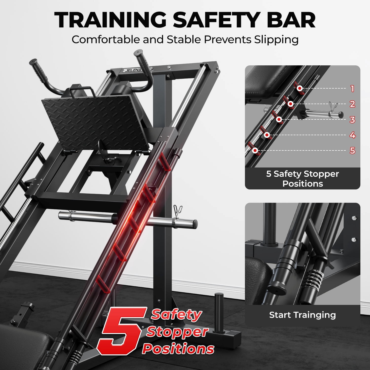1100lb Leg Press Machine,Hack Squat Machine with Linear Bearings for Home Gym，Professional Adjustable Strength Training