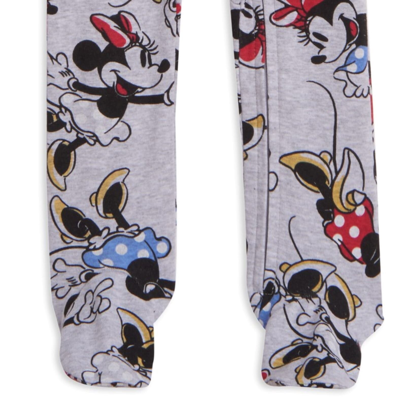Disney Minnie Mouse Baby Girls' 2-Pack Footed Sleep N' Play Coveralls Minnie Grey Red